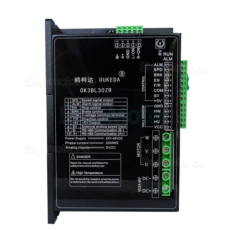 300W 24V/48V Bürstenlose DC Motor & BLDC Motorsteuerung Kit OK60BLS108-430-30J5+OK3BL30ZR 95,55Ncm 3000U/min 3 Phasen